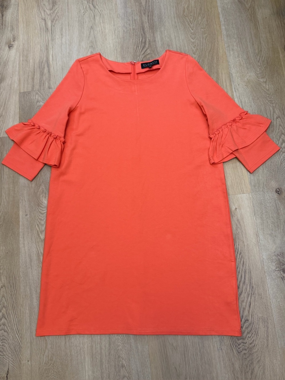 Eloquii Orange Ruffle Sleeve Shift Dress